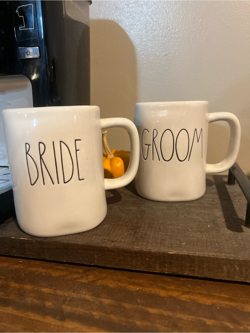 Rae Dunn White BRIDE & GROOM Ceramic Mug Set